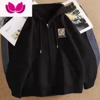 七斓加绒加厚拉链卫衣男士2022新款ins潮牌oversize连帽开衫外套
