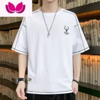 七斓男士短袖2023新款夏季潮流宽松t恤潮牌简约薄款半袖夏装上衣