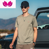 七斓 凉感降温冰丝棉短袖T恤男士潮牌简约刺绣半袖青年圆领打底