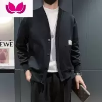 七斓男士卫衣外套棒球服长袖纽扣针织衫拼色春装口袋休闲上衣男夹克潮
