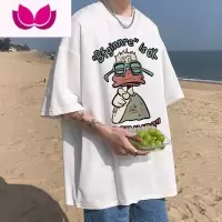 七斓短袖t恤男夏季潮牌宽松半袖上衣服男士大码趣味印花体恤
