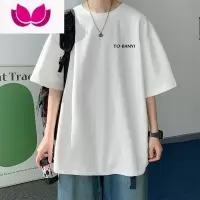 七斓短袖T恤男夏季宽松港风休闲半袖衣服2023新款潮流潮牌ins体恤