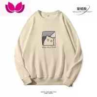 七斓日系简约圆领卫衣男秋季2022款潮牌无帽长袖加绒宽松百搭上衣