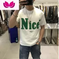 七斓潮牌字母印花短袖T恤男 夏季修身圆领潮流网红半袖衫上衣男装