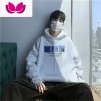 七斓春卫衣男士连帽加绒ins港风情侣宽松外套潮流潮牌百搭衣服