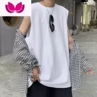 七斓纯色百搭背心男加肥加大码坎肩无袖T恤潮流胖子宽松夏装运动休闲