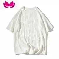 七斓滑料冰丝短袖t恤男夏季ins潮牌宽松大码衣服速干潮流圆领半袖体恤