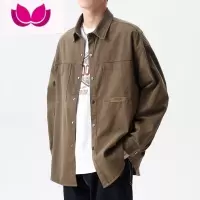 七斓ins潮牌工装衬衫男长袖衬衣日系复古青年百搭休闲cityboy夹克外套