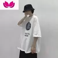 七斓短袖T恤男夏季潮流宽松百搭五分袖潮牌ins港风上衣服超火cec半袖