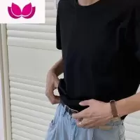 七斓Eli 纯色韩系气质ins高级感短袖T恤男潮流宽松圆领基础款百搭半袖