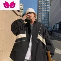 七斓港风拼色工装外套男百搭宽松立领夹克潮牌ins痞帅休闲上衣