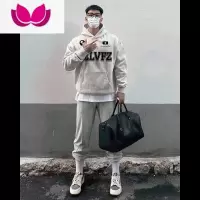 七斓美式痞帅连帽卫衣男ins潮牌街头百搭复古宽松加绒加厚上衣