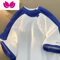 七斓美式钢印假华夫格短袖男生潮牌t恤夏季宽松半袖潮流衣服