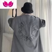 七斓美式短袖t恤男士夏季薄款潮牌冰丝感速干宽松体恤五分袖