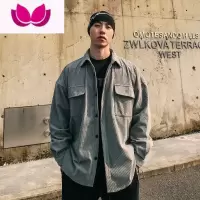 七斓美高街复古灯芯绒衬衫男款外套胖子大码oversize日系宽松工装