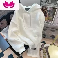 七斓美式潮牌oversize华夫格连帽卫衣男女别致小众独特加绒外套