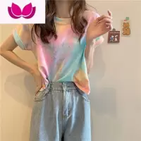 七斓2023早春新款扎染短袖T恤女装夏季设计感小众别致宽松短款上衣女