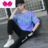 七斓12短袖t恤男13-15岁青少年运动套装14初中学生男孩夏装帅气大童16