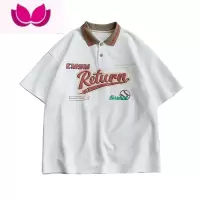 七斓撞色翻领古着polo衫男生短袖夏季ins潮牌港风宽松潮流百搭半袖t恤