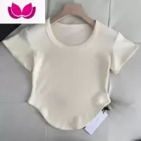 七斓纯欲短款U领短袖t恤女夏季辣妹甜酷小众设计感法式潮牌女装上衣服
