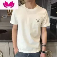 七斓短袖t恤男装潮牌夏季2023新款ins潮流半袖上衣服刺绣白色体恤