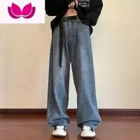 七斓牛仔裤男潮牌夏季美式复古oversize高街直筒裤子vibe宽松阔腿长裤
