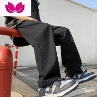 七斓欧美高街裤子男春季新款潮流百搭宽松直筒休闲裤潮牌拖地阔腿长裤
