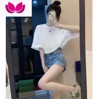 七斓白色短袖t恤女2023年夏季新款宽松复古港味chic潮牌小众上衣