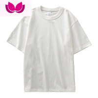 七斓美式320g短袖t恤男夏季纯色白色厚实三本针半袖男女