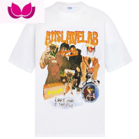 七斓嘻哈歌手短袖夏新款潮牌宽松ins半袖复古高街男情侣装T恤