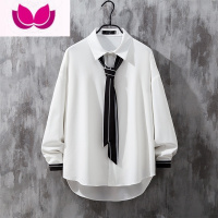 七斓衬衫男长袖痞帅日系dk制服小众设计感薄款宽松垂感发型师白色上衣