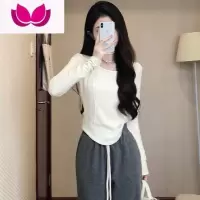 七斓白色打底衫女内搭2023早春新款修身短款长袖t恤设计感小众上衣潮