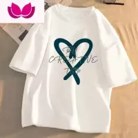 七斓短袖t恤女2023年夏季新款印花学生宽松韩版圆领盐系百搭上衣服潮