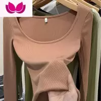 七斓欧货圆领打底衫女内搭新纯色长袖T恤修身显瘦螺纹上衣针织衫