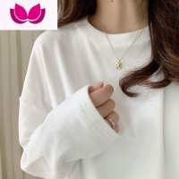 七斓德绒保暖打底衫女内搭加绒加厚纯色T恤宽松百搭圆领磨毛上衣