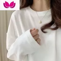 七斓德绒保暖打底衫女内搭加绒加厚纯色T恤宽松百搭圆领磨毛上衣