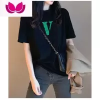 七斓2023新款黑色圆领短袖t恤女夏季欧货简约别致显瘦设计感上衣