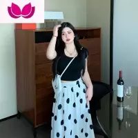 七斓大码夏新款u领短袖T恤胖mm欧美显瘦心机设计感修身短款纯色上衣女