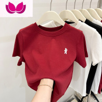 七斓欧货短袖t恤女夏季2023新款减龄漂亮洋气刺绣修身上衣女体恤