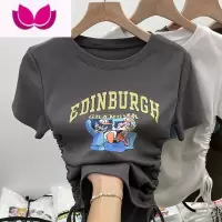 七斓独特别致美式复古chic甜辣妹短款上衣高级设计感小众短袖t恤女夏