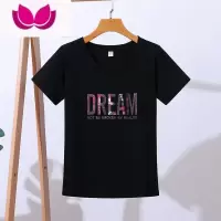 七斓加肥大码胖MM200斤正肩短袖t恤女妈妈宽松遮肉减龄显瘦上衣潮