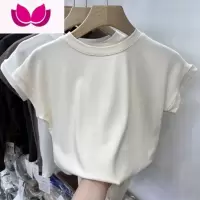 七斓纯色百搭薄款柔软短袖T恤女2023夏装新款洋气短款半袖小衫上衣潮