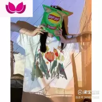 七斓正肩短袖t恤女装夏季oversize美式复古设计感小众上衣服潮ins