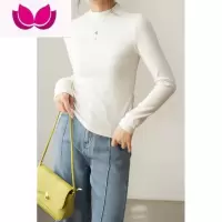 七斓300克优可丝木纤维女士莫棉螺纹半高领T恤长袖打底衫山东网店女装
