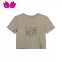 七斓甜辣爱心字母印花短袖T恤女夏季小众修身打底衫短款露脐bm风上衣