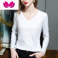 七斓90支垂感双面丝光棉长袖t恤打底衫女秋装新款新疆棉皱上衣