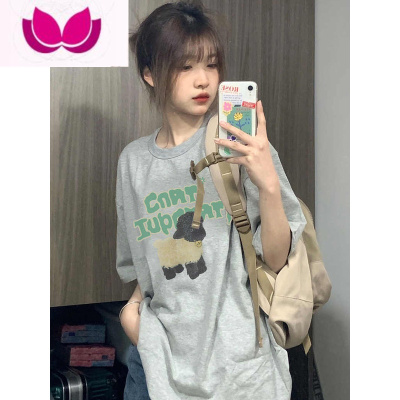 七斓美式复古正肩质感t恤女夏季宽松oversize体恤小众独特别致上衣服
