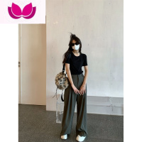 七斓 软糯纯色基础短袖2023新款简约圆领内搭打底弹力T恤女