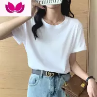 七斓黑色短袖t恤女短款宽松显瘦2023夏季新款韩版时尚洋气上衣女