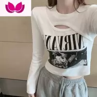 七斓假长袖t恤女韩版修身显瘦内搭打底衫设计感炸街短款上衣